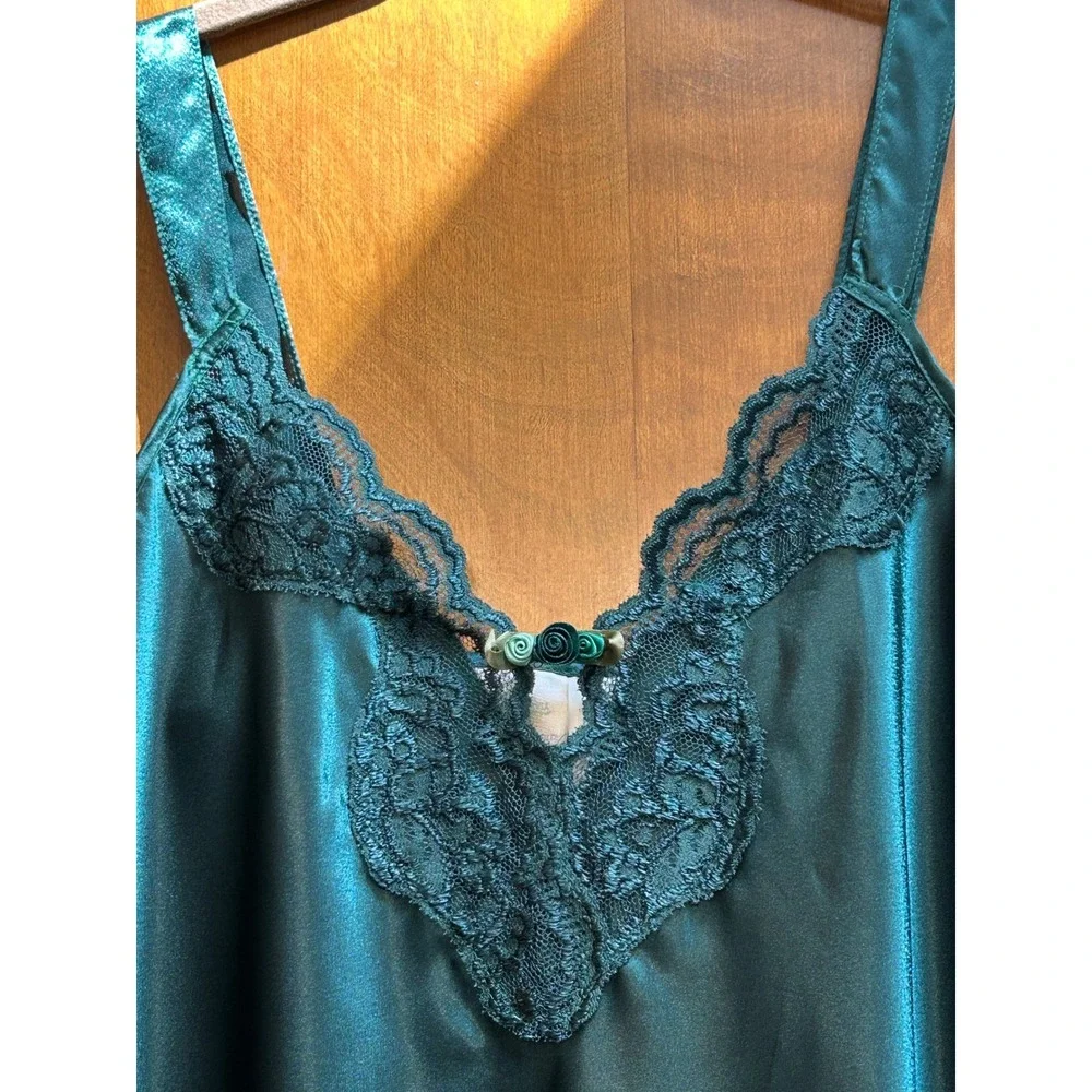 Expressions by California Dynasty Chemise Emerald Green 90s Vintage Nightie M